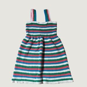 Zara Knit Dress Women Multicolor Striped Boho Crochet Style SIZE S